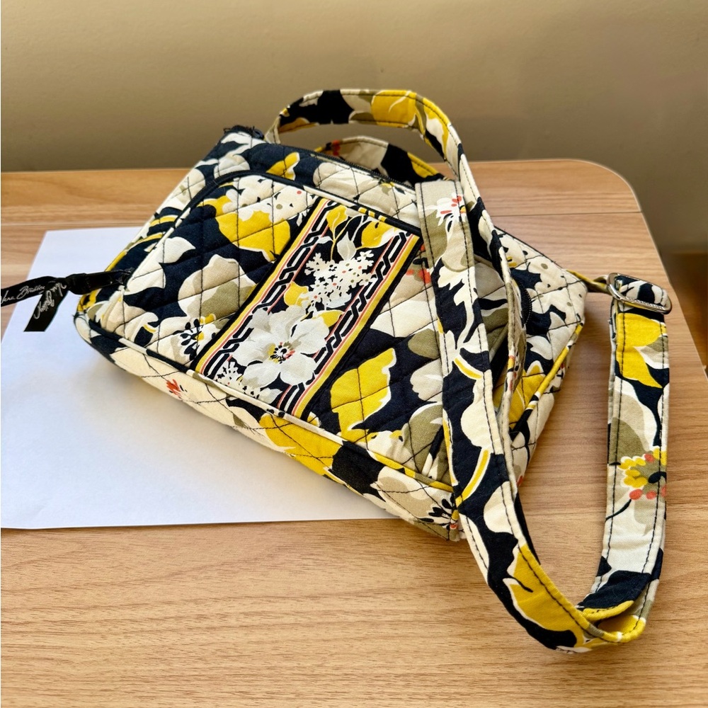 Vera Bradley Floral Crossbody Bag - Yellow & Black, Adjustable Strap - Picture 2 of 16